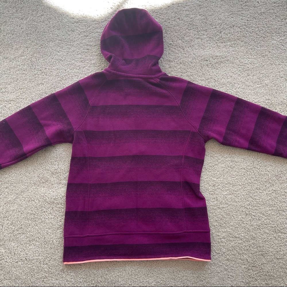 The North Face TNF Striped Ombre Purple Quarter Zip Hooded Fleece - Med - Picture 2 of 6